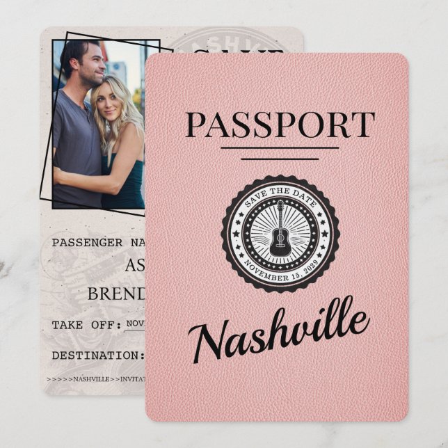 Rosa Nashville Passport Spara datum Datumet (Fram/baksida)