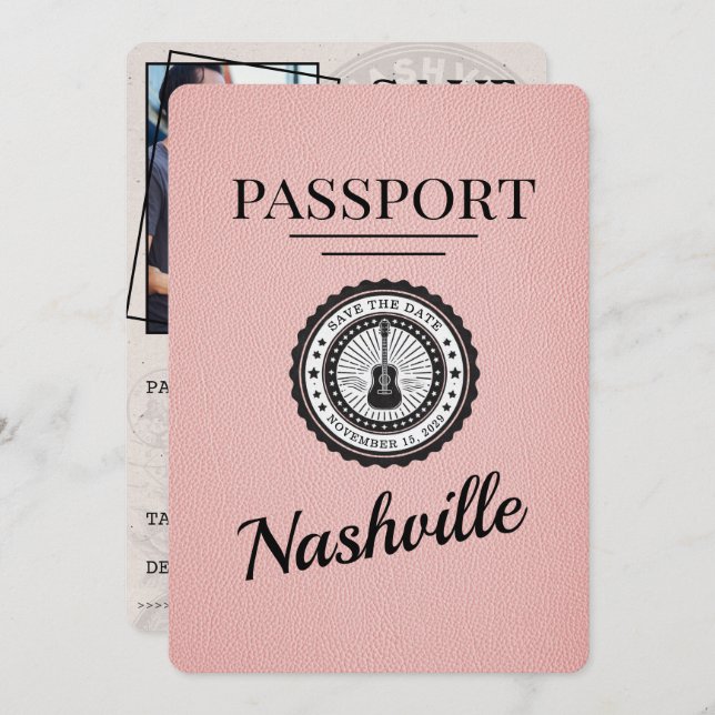 Rosa Nashville Passport Spara datum Spara Datumet (Fram/baksida)