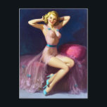 Rosa nattlinne pinup vykort<br><div class="desc">Vintage pinup.</div>