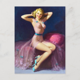 Rosa nattlinne pinup vykort