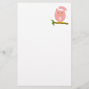 Rosa nattuggla design brevpapper