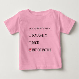 Rosa Naughty Nice-lista Lustigt Cute-jul T Shirt
