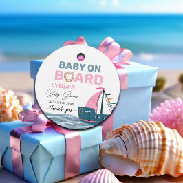 Rosa Nautical Baby på babyduschen ombord Gåvor Etiketter