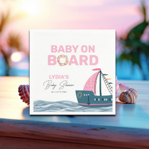 Rosa Nautical Baby på babyduschen ombord Pappersservett