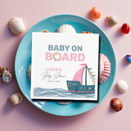 Rosa Nautical Baby på babyduschen ombord Pappersservett