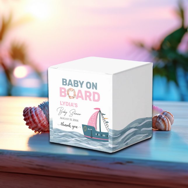 Rosa Nautical Baby på babyduschen ombord Presentaskar (Skapare uppladdad)