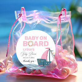 Rosa Nautical Baby på babyduschen ombord Runt Klistermärke