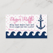 Rosa Nautical Diaper Raffle Cards Girl Baby Shower