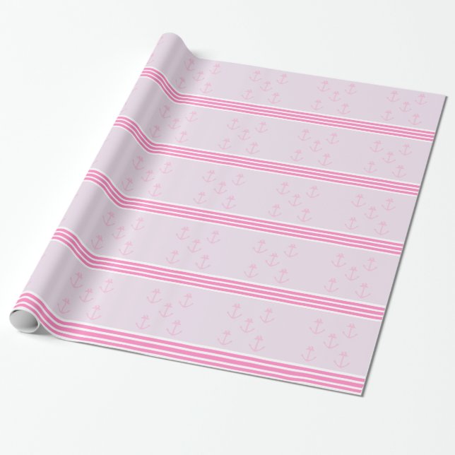 Rosa nautiska ankare presentpapper (Utrullad)
