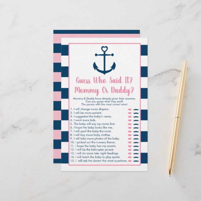 Rosa Navy Anchor Gissa vem som sa att det var ett  (Fram/Back In Situ)