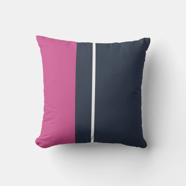 Rosa Navy and White Stripe Modern Exdoor Pillow Kudde (Framsida)