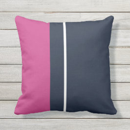 Rosa Navy and White Stripe Modern Exdoor Pillow Kudde