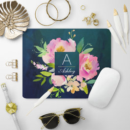 ROSA & NAVY Blommigt Bouquet Monogram Musmatta