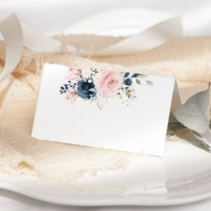 rosa Navy blommigt ro bröllop-platskort Kort