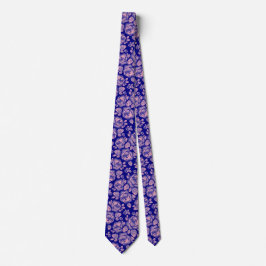  Rosa Navy Blue Blommigt Ro Mönster Neck Tie Slips