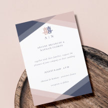Rosa Navy Blue Geometric Chinese Bröllop