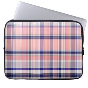 Rosa Navy Blue White Preppy Madras Play Laptop Sleeve