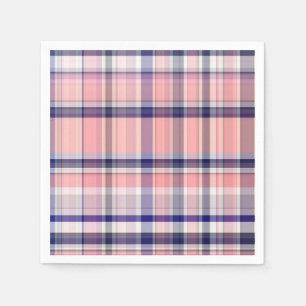 Rosa Navy Blue White Preppy Madras Play Pappersservett