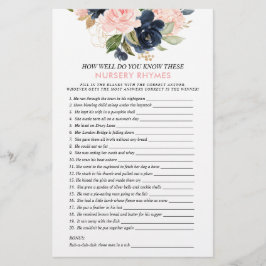 Rosa Navy Dubbla Sided Baby Blommigt Shower Games