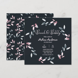 Rosa Navy Elegant Mjuk Akvarell Blommig Bröllop Inbjudningar