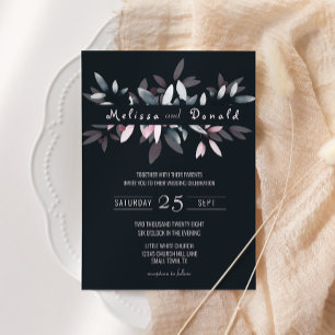 Rosa Navy Elegant Mjukt Vattenfärg Blommig Bröllop Inbjudningar