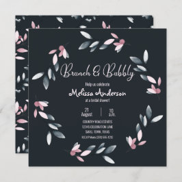 Rosa Navy Elegant Soft Watercolor Blommigt Möhippa Inbjudningar