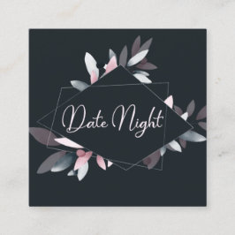 Rosa Navy Elegant Soft Watercolor Date Night Card Fyrkantigt Visitkort