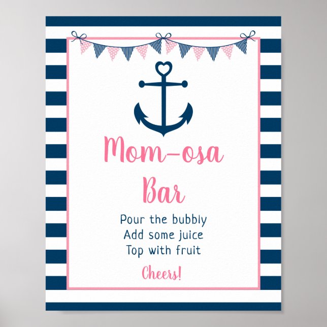 Rosa Navy Girl Nautical Anchor Mimosa Pub Poster (Framsidan)