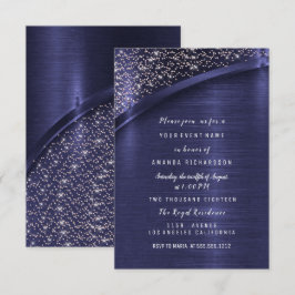 Rosa Navy Glitter Möhippa Birthday Sweet 16t Inbjudningar