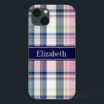 Rosa Navy Grön Vit Preppy Madras N Monogram<br><div class="desc">Nyanser av Rosa,  Marinblå,  Grön och Vit Preppy Madras-rutigt Mönster,  Marinblå Namnmonogram  =========]

 Anpassa detta med ditt namn,  monogram eller annan text.   Du kan också ändra teckensnitt,  justera teckenstorlek och teckenfärger,  flytta texten för att justera bokstavsavstånd,   lägga till textfält,  etc. 
 
 2015 ©FantabulousPatterns All rights reserved</div>