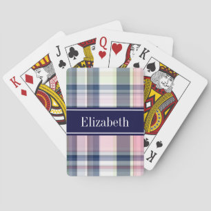 Rosa Navy Grönt White Preppy Madras N Monogram Casinokort
