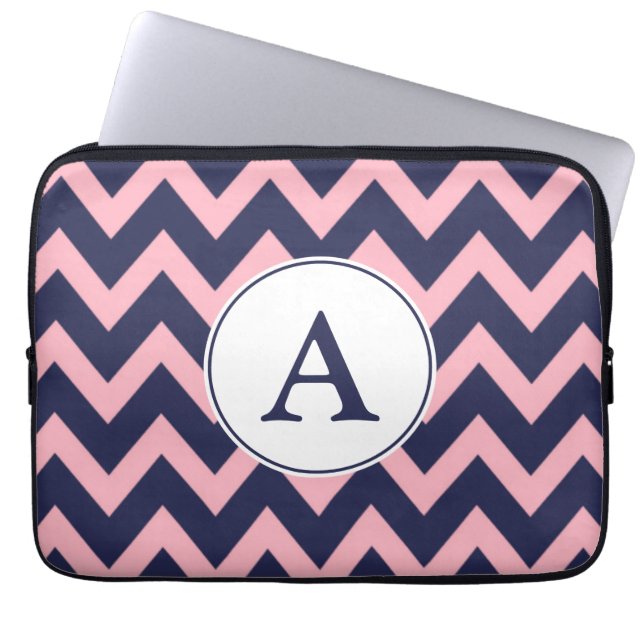 Rosa Navy Monogram Laptop sleeve (Framsidan)