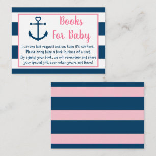 Rosa Navy Nautical Anchor Baby Shower Bok - begära Tilläggskort