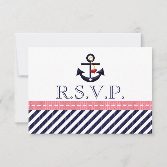 Rosa Navy Nautical Anchor OSA Responcards (Framsida)