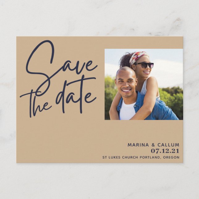 rosa Navy-skript, modern chic-foto Vykort (Framsida)