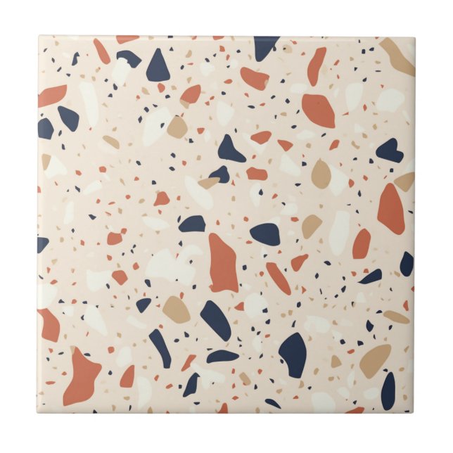 Rosa Navy Terrazzo Effect Kakelplatta (Framsidan)