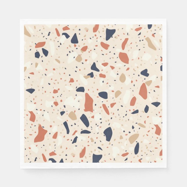 Rosa Navy Terrazzo Effect Pappersservett (Framsidan)
