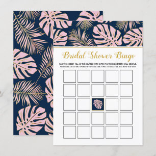 Rosa Navy tropical löv möhippa bingo-spel Tilläggskort