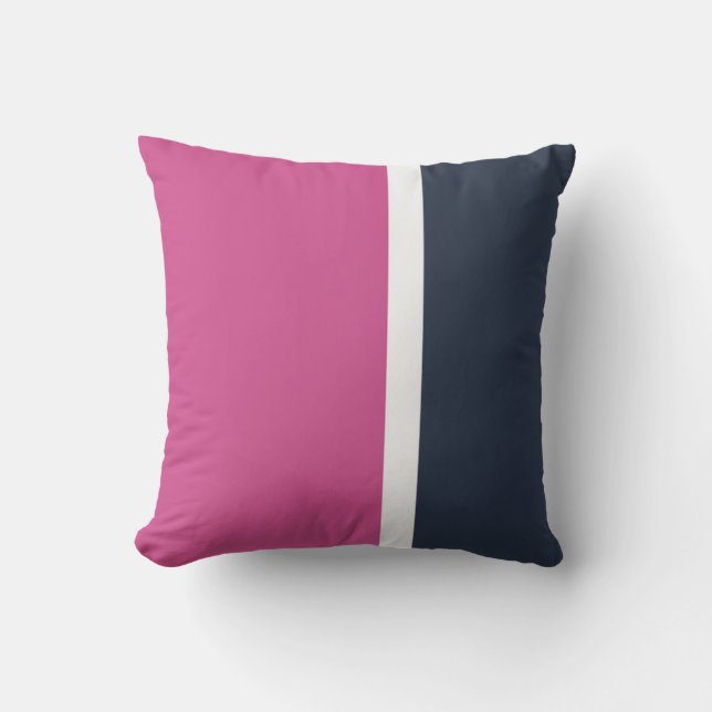 Rosa Navy Vit Modern Randig Kudde (Framsida)
