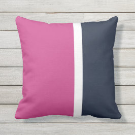 Rosa Navy Vit Modern Randig Kudde