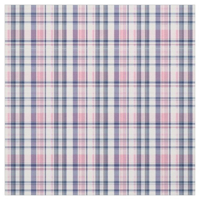 Rosa Navy White Preppy Madras Stil Play Sz2#3 Tyg (Provkarta)