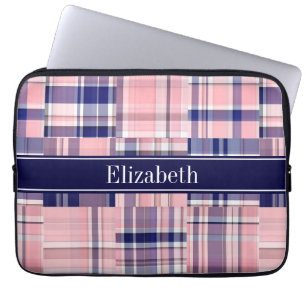 Rosa Navy Whp Preppy Patchwork Madras N Monogram Laptop Fodral