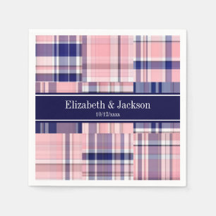 Rosa Navy Whp Preppy Patchwork Madras N Monogram Pappersservett