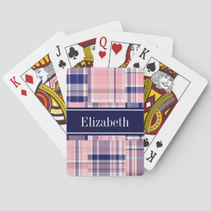 Rosa Navy Whp Preppy Patchwork Madras N Monogram Spel Kort