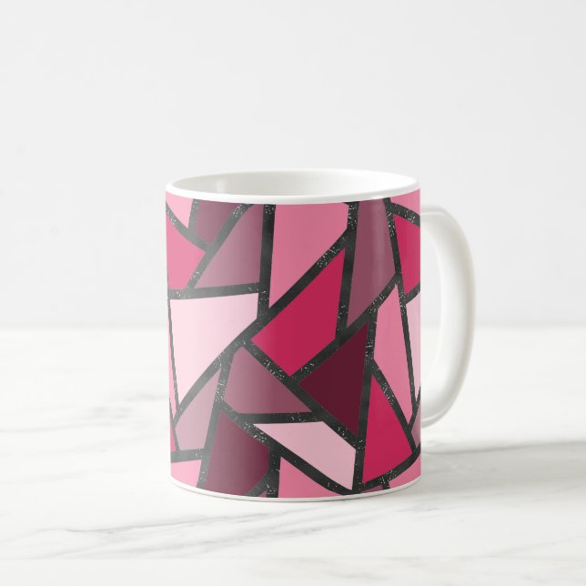 Rosa nedfläckad glas mönster kaffemugg (Framsida höger)