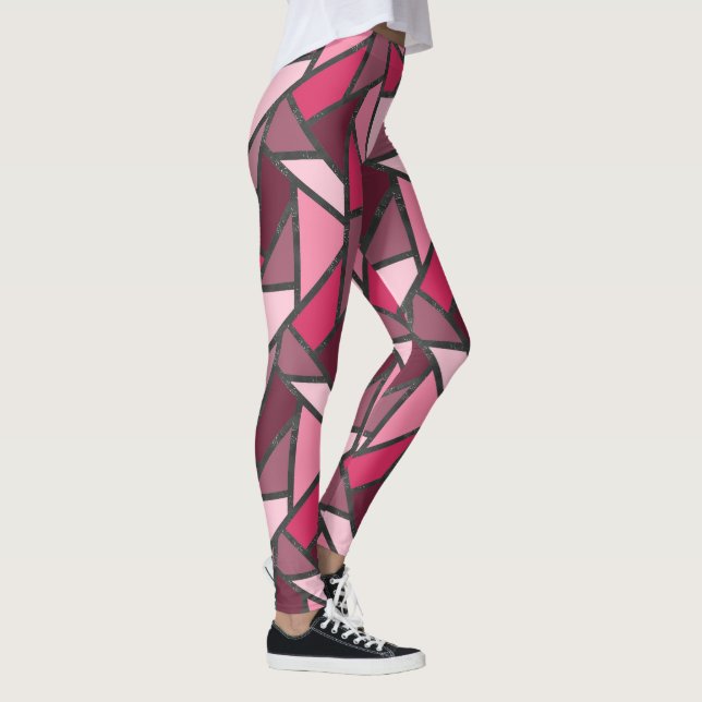 Rosa nedfläckad glas mönster leggings (Höger)