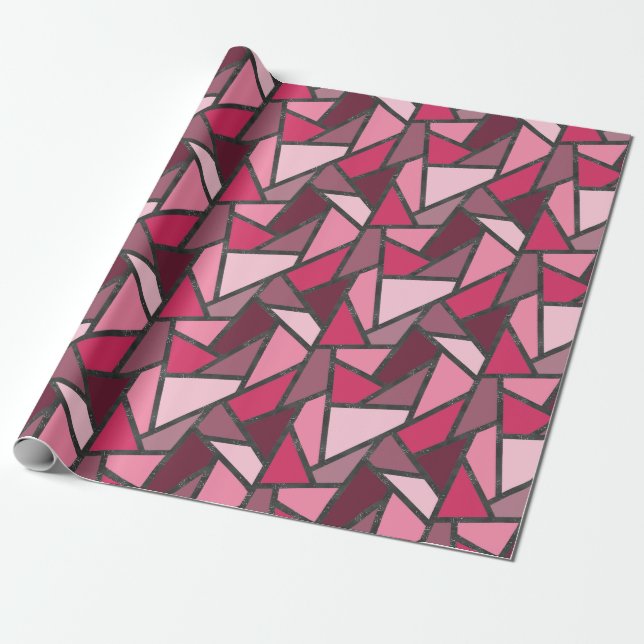 Rosa nedfläckad glas mönster presentpapper (Utrullad)