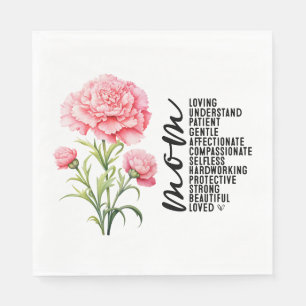 Rosa nejlika i Mamma Mors dag Pappersservett