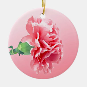 Rosa nejlika julgransprydnad keramik