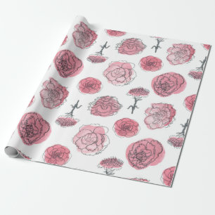 Rosa nejlikamönster presentpapper
